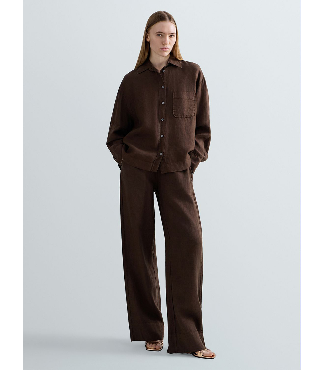 リネンオーバーサイズシャツ 詳細画像 コーヒー 2